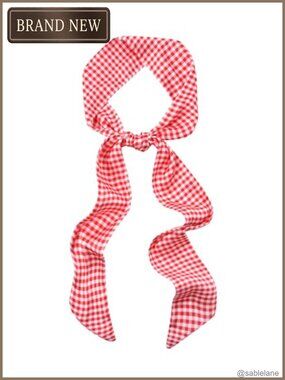 Silk Feel Polyester Skinny Scarf Neck Bow Tie Hairband Purse Accessory